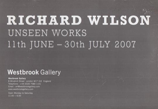 Richard Wilson Unseen Works